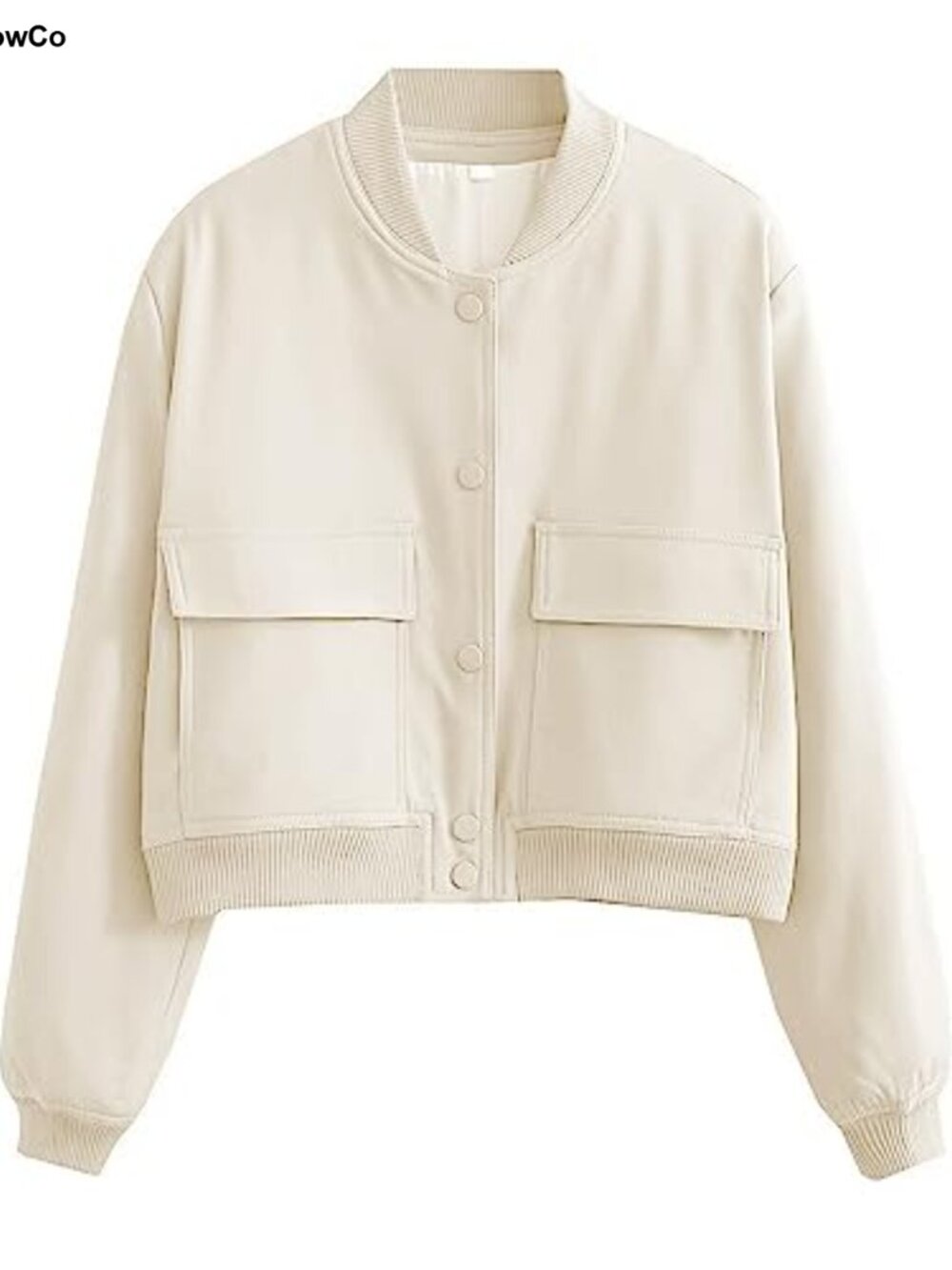 Women's Button Down Cropped Bomber Jacket Drop Shoulder Long Sleeve Lightweight